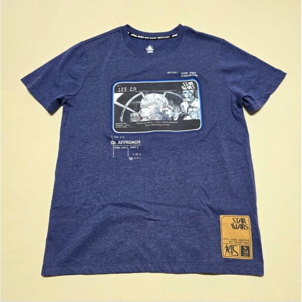 Disney Star Wars Men Small Blue Heather Graphic Tee Pullover Reg Fit